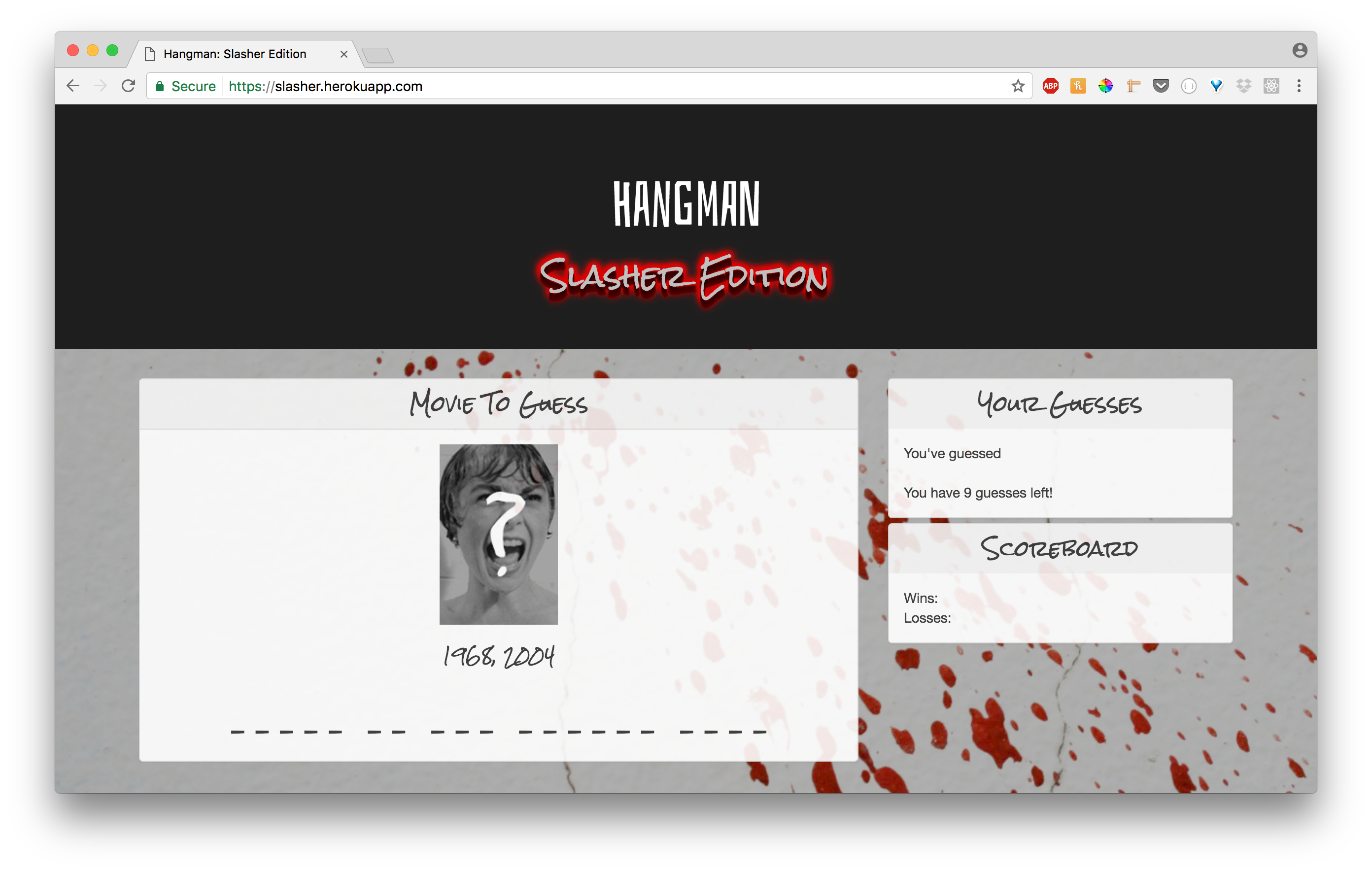 Hangman Slasher Edition App Max Gardner